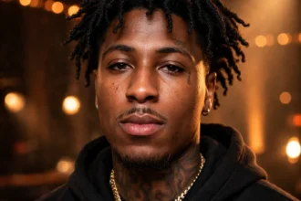 Photo-realistic portrait of rapper NBA YoungBoy, father of Kodi Capri — no image of the child is used for this article